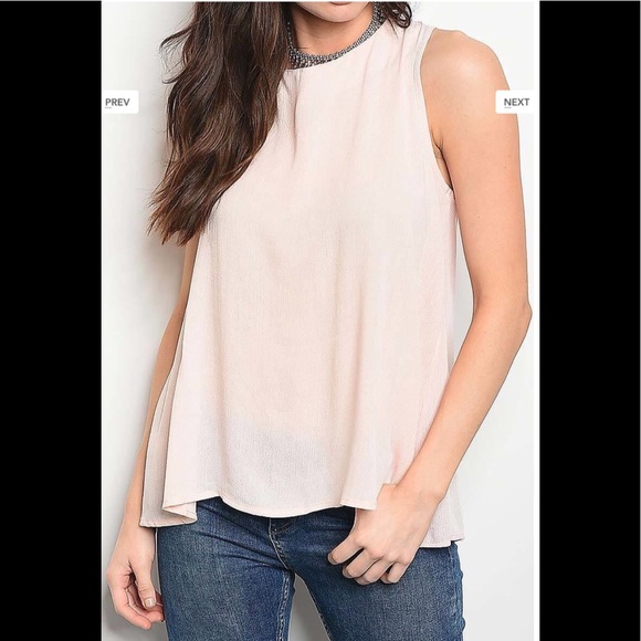 Embroidered Back w/lace up Detail high Neck Top - Picture 2 of 8